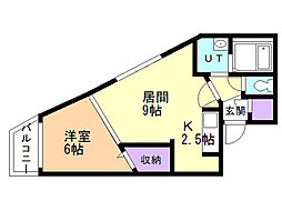札幌市営東西線 南郷18丁目駅 徒歩5分の賃貸マンション 3階1LDKの間取り