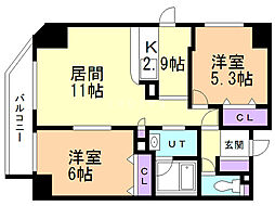 スカイコート 2LDKの間取図画像