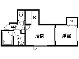カレン 1LDKの間取図画像