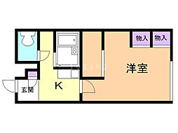 レオパレスエルム 1Kの間取図画像