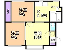 サンハイツ 2LDKの間取図画像