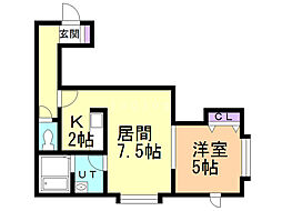 ピースハーモニー南郷A 1LDKの間取図画像