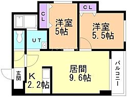 S-FORT東札幌ノルド 2LDKの間取図画像