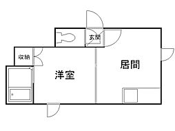 リバティー月寒東 1DKの間取図画像