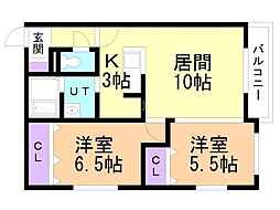 ル・ファール福住 2LDKの間取図画像