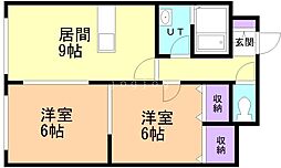 フォーシス本通17 2LDKの間取図画像