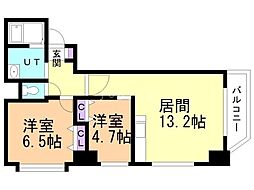 HF東札幌レジデンス 2LDKの間取図画像