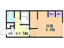 レオパレスブラン 1Kの間取図画像
