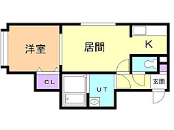 アーバンライフ菊水 1LDKの間取図画像