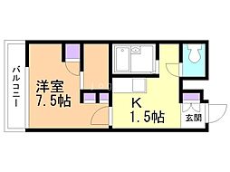 レオパレス大樹 1Kの間取図画像