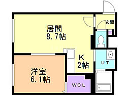 ヴレネージュ南郷 1LDKの間取図画像