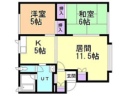 タウンハイツ 2LDKの間取図画像
