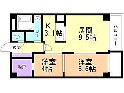 セリエ本通 2LDKの間取図画像