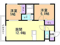 プレシオッサ栄通 2LDKの間取図画像