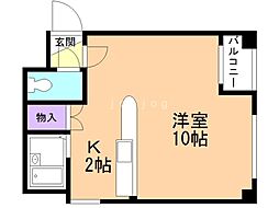 メリディアンシティ 1Kの間取図画像
