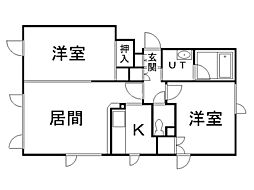 白南ハイツ・7 2LDKの間取図画像