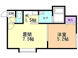 リバーエミール 1LDKの間取図画像