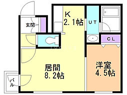 アルヴィータ菊水 1LDKの間取図画像