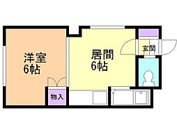 アビアシオン壱番館 1DKの間取図画像