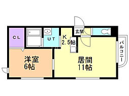 福禄寿 1LDKの間取図画像