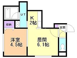 ウィステリアーエス 1LDKの間取図画像
