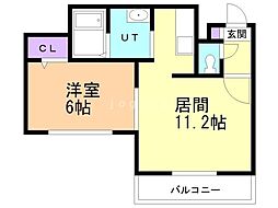 アリア東札幌 1LDKの間取図画像