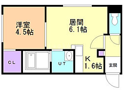 ソフィアステージ札幌白石 1LDKの間取図画像