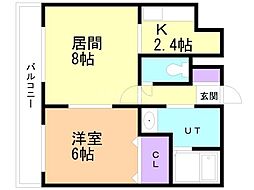 リバーフォレスト豊平 1LDKの間取図画像