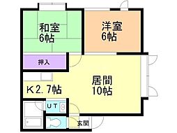 ファミール米里 2LDKの間取図画像