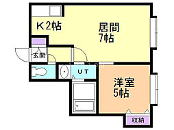 レユシール20 1LDKの間取図画像