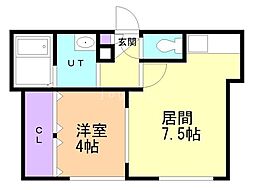 アビーロード 1DKの間取図画像