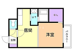 エクセレントハウス豊平37 1DKの間取図画像