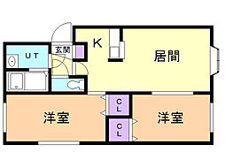 パインハート菊水2 2LDKの間取図画像