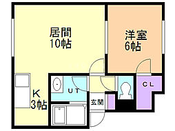 ノーマルヒル平和通 1LDKの間取図画像