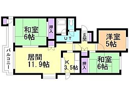 東急ドエル南郷ビレジ1号棟 3LDKの間取図画像