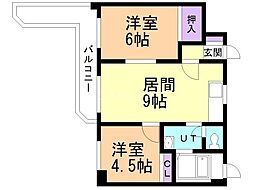 アムール南郷 2DKの間取図画像