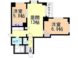 フジエール菊水 2LDKの間取図画像