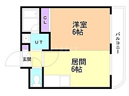 ハイフィールド88 1DKの間取図画像