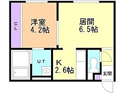 妃 1LDKの間取図画像