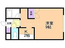 クィーンズコート南郷 1Kの間取図画像