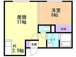 ジュピター白石中央2 1LDKの間取図画像