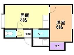 ローズヴィラ菊水 1LDKの間取図画像