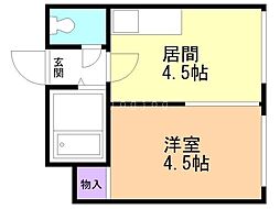 ハートイン本郷 1DKの間取図画像