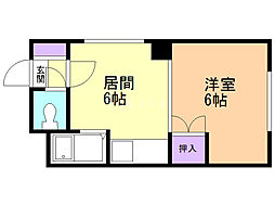 アビアシオン壱番館 1DKの間取図画像