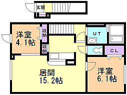 リッチモンドA 2LDKの間取図画像