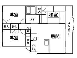 ガーデンコアひまわり 3LDKの間取図画像