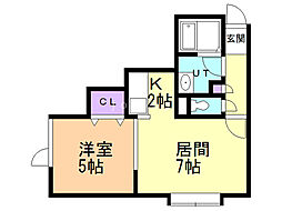 ヴェローチェ 1DKの間取図画像