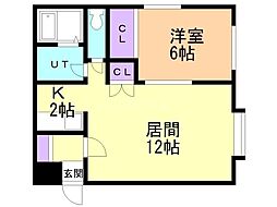 オク・アールファイブ 1LDKの間取図画像