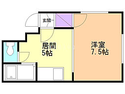 ルミエール東札幌 1DKの間取図画像