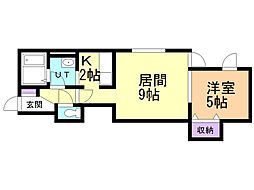 ヴィラフォーレスト本通 1LDKの間取図画像